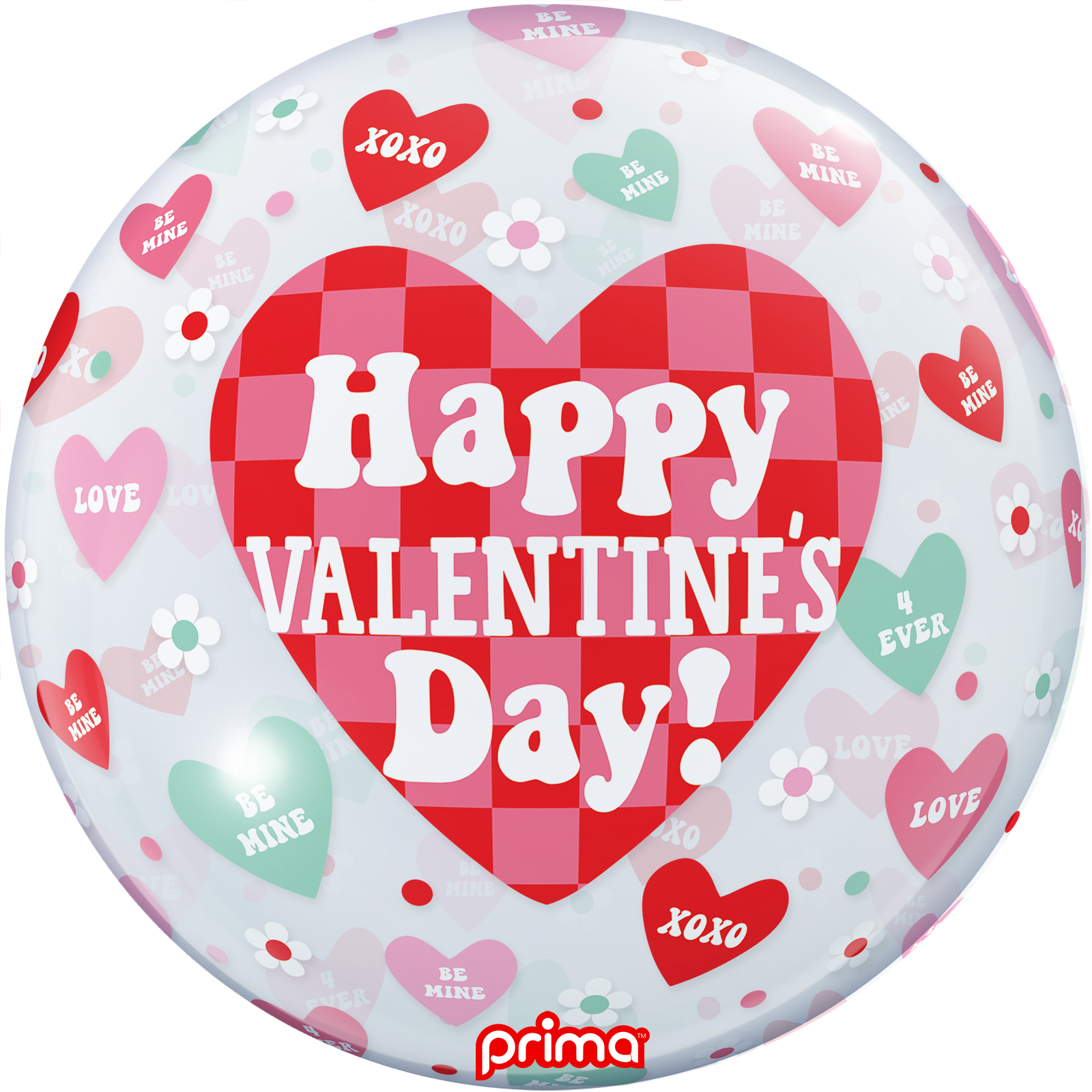 PRIMA 20" Happy Valentine's Day Checker Heart Sphere